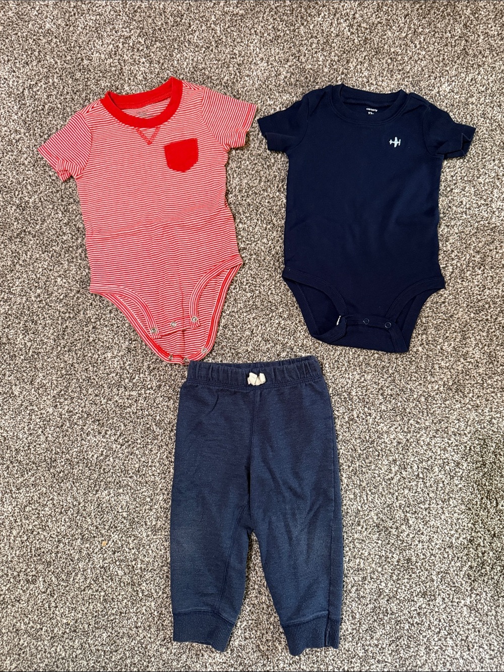 Carter's Red Striped & Navy 3-Piece Baby Matching Set